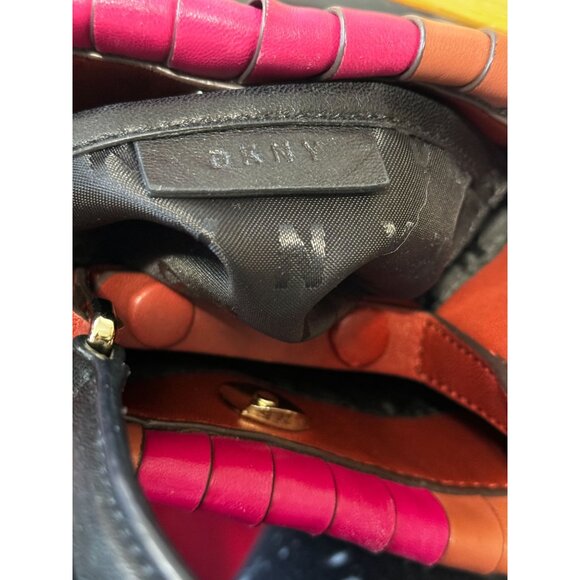 DKNY Multicolor Vertical Stripe Lamb Leather Crossbody Shoulder Handbag - Picture 9 of 14